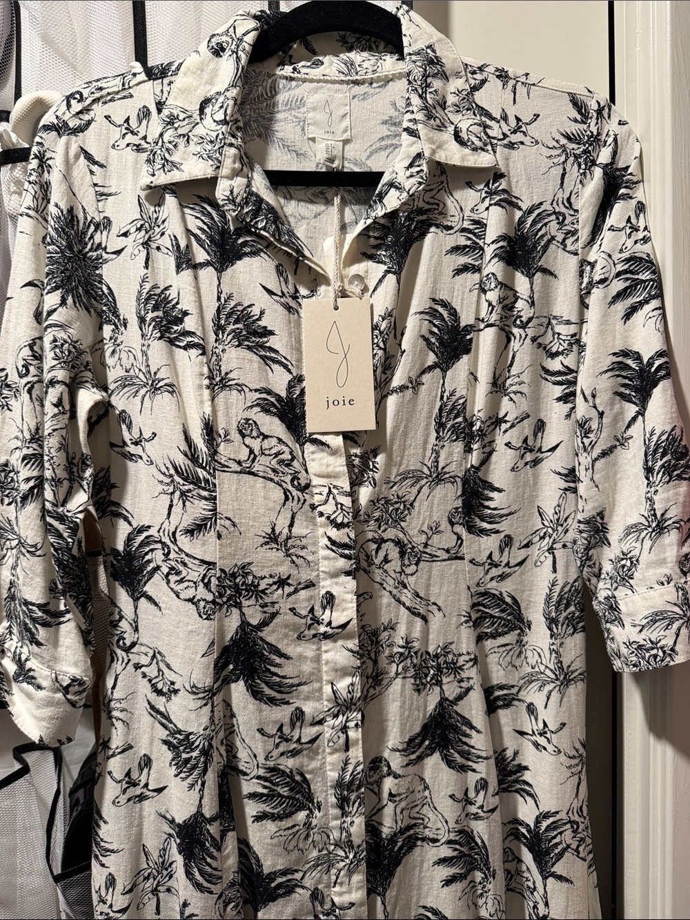 NWT. Joie Black and White Tropical Print Dress